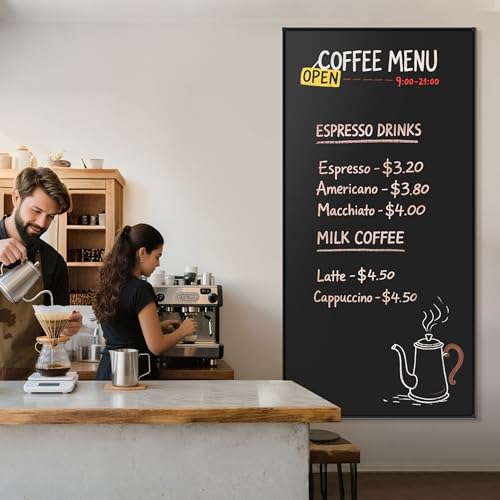 SELEAD Magnetic Chalkboard 96 x 48 Inches - Black Aluminum Frame - size: 96"W x 48"H (single-sided)