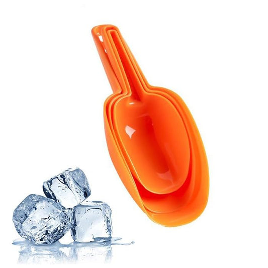 Set of 3 Ice Scoop, Plastic Kitchen Ice Scoop for Canisters or Ice Maker, Food Scoops for Canisters, Freezer, Flour, Dry Foods, Coffee Beans, Pop Corn, Pet Dog Cat Food (Orange) - color: Orange