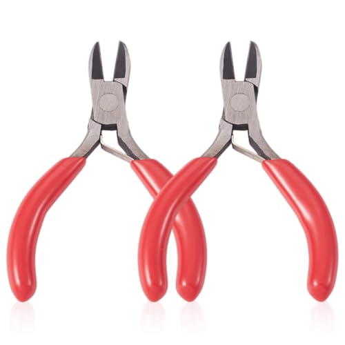 2Pcs Side Cutting Pliers 3 Inch Wire Cutters Pliers Set Mini Carbon Steel Pliers with Red Handles for DIY Jewelry Craft Making - color: Cutting Pliers#3