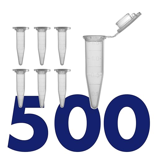Kashi Scientific 1.5mL Snap Cap Clear Microcentrifuge Tube with Graduation and Marking Area, Lab Grade Polypropylene Plastic [1.5mL, 500] - size: 1.5mL
