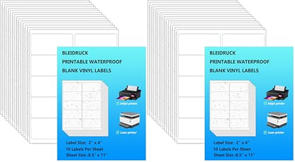 10 UP Shipping Labels 2"×4" Glossy White Printable Waterproof Bottle Lables Rectangle Vinyl Sticker Paper for Inkjet or Laser Printer 150 Total Adhesive Labels (Pack of 2) - size: 2*4 inches (Pack of 2)
