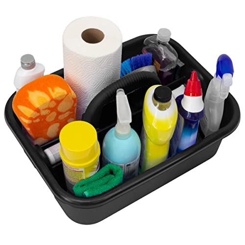 Akro-Mils 09185 Plastic Tote Tool & Supply Cleaning Caddy with Handle, 18-3/8-Inch x 13-7/8-Inch x 9-Inch, Black - color: Black