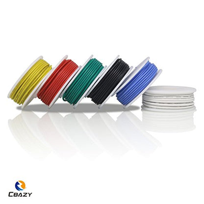 Silicone Wire Kit CBAZY Electric Wire Hook up Wire Kit (Solid Wire) 24 Gauge 6 Colors 26.2 feet Each Wires 24 AWG - color: silicone-soild-electrical wire, size: 24AWG
