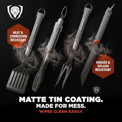 Dalstrong 4-Pc BBQ Grill Tool Set - Knife, Fork, Spatula & Locking Tongs - size: 4pc Grill Set