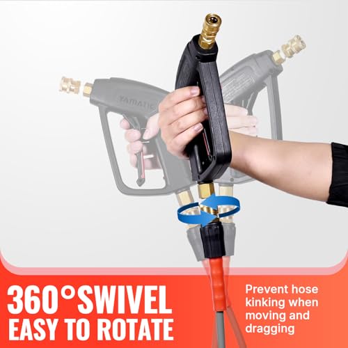 YAMATIC Pressure Washer Gun and 50FT Flexible Hose Stainless Steel Wand - size: 50ft hose & long gun