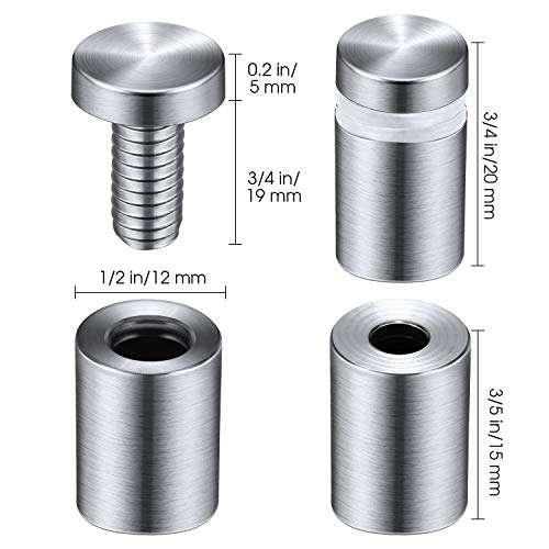 Pelopy 8 Pcs Sign Standoff Screw Wall Mounts, 1/2 X 3/4 Inch,Silver - color: Silver, size: 1/2 x 3/4 Inch