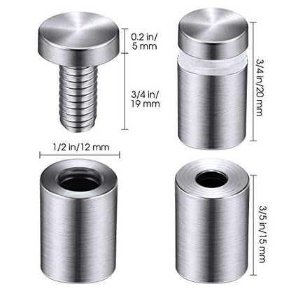 Pelopy 8 Pcs Sign Standoff Screw Wall Mounts, 1/2 X 3/4 Inch,Silver - color: Silver, size: 1/2 x 3/4 Inch