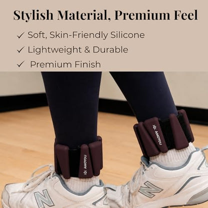 Wrist & Ankle Weights for Women – 2 lb Total, 1 lb Each | Weighted Bangles - color: Espresso