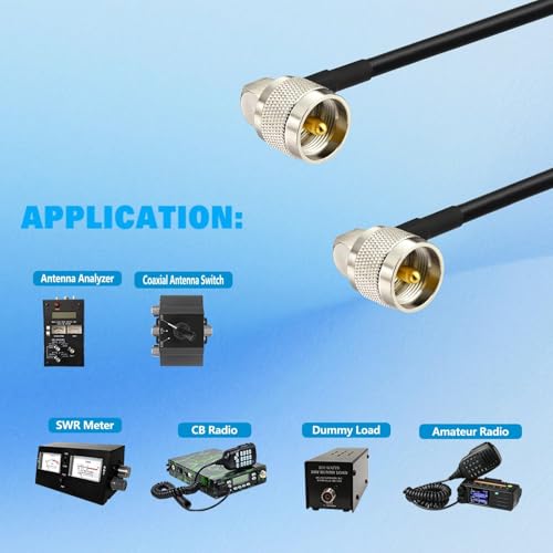 Superbat CB Coax Cable 2PCS 3FT RG58 UHF PL-259 Male to Male Coaxial Cable - size: 3 feet, style: 2-pack