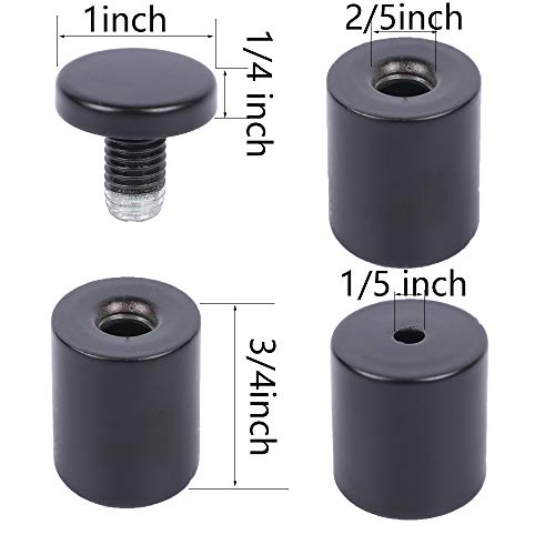 1 x 1 Inch Sign Standoffs Screw Mount Wall Standoff Black, 16 Pack - size: 1"x1"