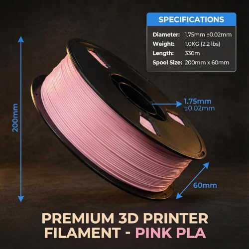 Matte PLA + 3D Printer Filament,PLA + Filament 1.75mm, Neatly Wound 3D Printing Filament 1.75mm, Dimensional Accuracy +/- 0.02 mm, Fit Most FDM 3D Printers, 1kg Spool (2.2lbs) (Pink) - color: Pink