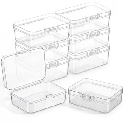SATINIOR 8 Pcs Small Clear Plastic Container Box, 2.5×1.7×0.8in - size: 2.5×1.7×0.8in