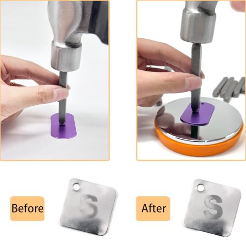 Steel Bench Block and Metal Stamping Hammer Kit, No-Rebound Metal Bench Block, Jewelry Stamping Hammer, Jewelry Metal Stamping Tools for Jewelry Making & Metal Stamping - color: Orange, Round