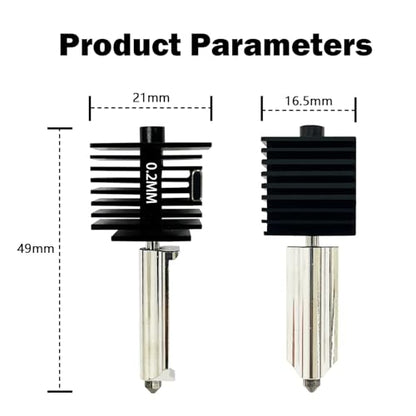 2 Pack 0.2mm Hardened Steel Nozzle Hotend Kit for Bambu Lab A1 & A1 Mini - size: 2PK（0.2mm+0.2mm）