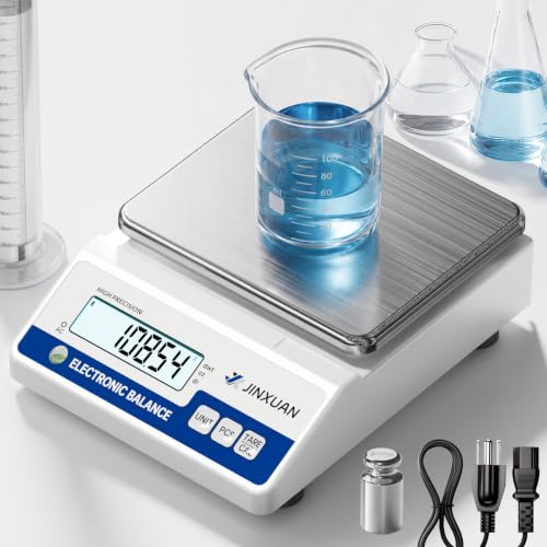 Lab Scale 6000g Grams Scale 0.01g Accuracy Digital Analytical Balances with RS232 Port & 500g Calibration Weight, Laboratory Scale for Weighing Gold Silver Jewelry Kitchen LCD Display 7units - style: 6000gx0.01g with RS232 & 500g Calibration Weights