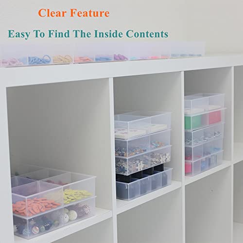 2 Pack Fixed 6 Grids Clear Plastic Organizer Sorting Tray - size: Fixed 6 Grids