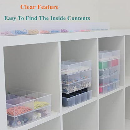 2 Pack Fixed 6 Grids Clear Plastic Organizer Sorting Tray - size: Fixed 6 Grids