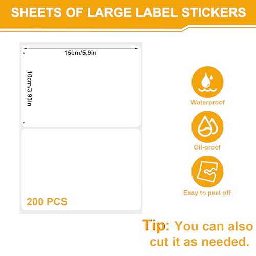 200 Pcs Storage Bin Labels, 6 X 4 in, Removable, with Marker Pen - style: White,200pcs