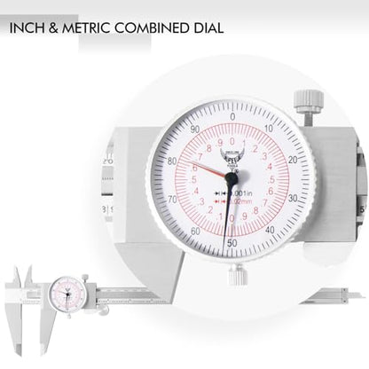 PECtools 12 Inch Dial Caliper, DIN 862 Double Dial Inch/Metric - size: 12“/300mm