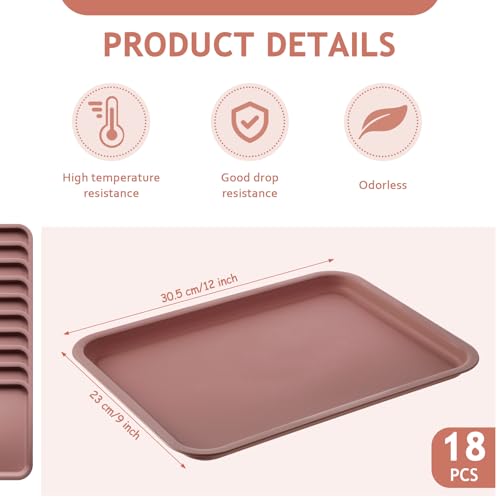 Gerrii 18 Pcs Plastic Fast Food Tray Bulk, Light Brown, 12 x 9 Inch - color: Light Brown, size: 12 x 9 Inch