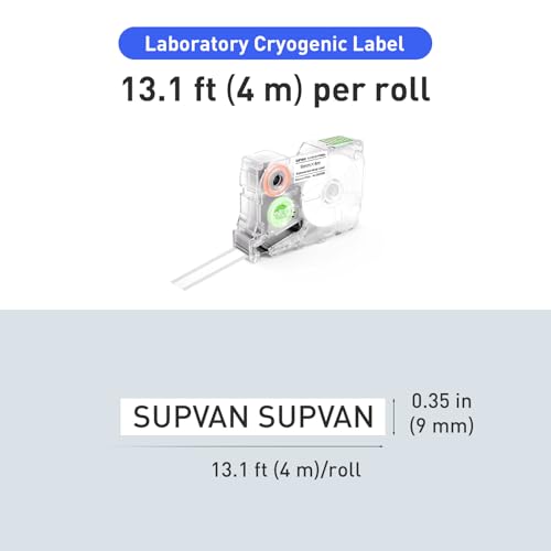 SUPVAN G-Series Cryogenic Laboratory Label, 0.35" W × 13.1' L, White - size: 0.35 in x 13.1 ft