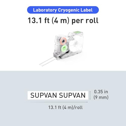 SUPVAN G-Series Cryogenic Laboratory Label, 0.35" W × 13.1' L, White - size: 0.35 in x 13.1 ft