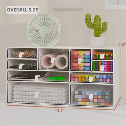 White & Clear 10-Drawer Stackable Desk Organizer Storage Set - size: 10 drawer white & clear