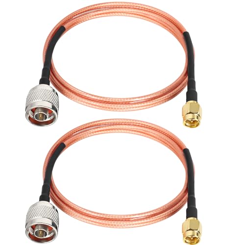 MOOKEERF SMA Male to N Male Cable 5ft,2 Pack RG316 SMA to N Cable 50 Ohm for WiFi Router,GPS Receiver,Antenna,Signal Booster etc - size: 5FT