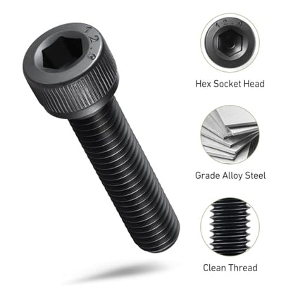 520Pcs M4 Screws Assortment Kit,Hex Socket Head Cap Screws Bolts Nuts Washer Set,12.9 Grade Alloy Steel,Black Oxide M4 x 6/8/10/12/16/20/25mm,for 3D Printer,DIY Project - size: M4 520PCS Socket Black