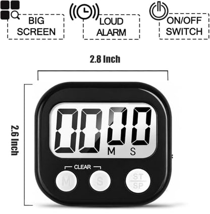 AOUCE Digital Kitchen Timers for Cooking, Timer for Kids 2 Pack Black - color: Black