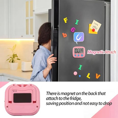 Weewooday 24 Pcs Digital Kitchen Timer Magnetic LCD Alarm, Pink, Orange - color: Pink, Orange