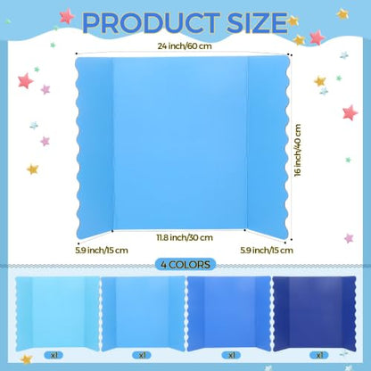 Mooliwe 24" X 16" 4 Pack Scalloped Trifold Poster Board, Blue Tones - color: Blue Tones, size: 24" X 16"