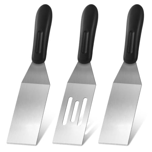 3-Pieces Small Metal Spatula Set, Mini Metal Spatulas for Kitchen Use, Stainless Steel Spatula for Flipping, Serving, Turning Pancakes, Eggs, Brownies, Cookies, Cakes (1 Pack Slotted+2 Pack Solid) - color: 1 Pack Slotted+2 Pack Solid