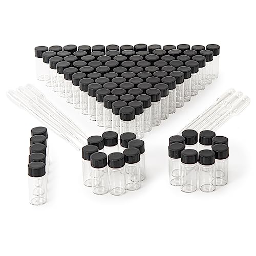 5ml Clear Small Glass Vials 100pcs with Screw Caps(100pcs) - color: Clear, size: 5ml 100pcs