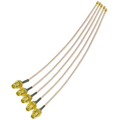 5pcs RG178 UFL SMA Coaxial Cable, U.FL to SMA Female Pigtail Jumper, SMA Female to U.FL IPX MHF1 Coax Cable 4inch (10cm) Low Loss Extension Cable for Wi-Fi Radios, Antenna, Mini PCI