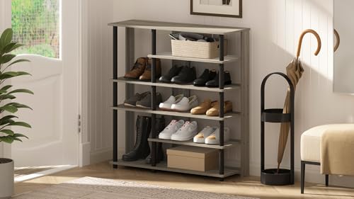 Furinno Turn-N-Tube Multi Storage Shoe Rack, 35.2"W 6-Tier, Espresso/Black,17082EX/BK - color: Espresso/Black, size: 6-Tier, 35 Inch