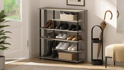 Furinno Turn-N-Tube Multi Storage Shoe Rack, 35.2"W 6-Tier, Espresso/Black,17082EX/BK - color: Espresso/Black, size: 6-Tier, 35 Inch