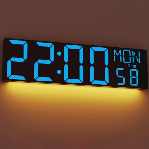 JALL 30" Massive Digital Wall Clock for Gym, Wall Clock with 7.3-inch Jumbo Number, Remote Operated Extra-Large Display for Church, Gym, Living Room, Blue - color: Blue, size: 29.98 inches