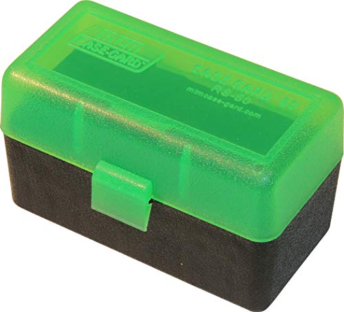 MTM Case-Gard RS-50-16T Flip-Top Rifle Ammo Box, 50 Round, Green/Black - color: Clear Green/Black