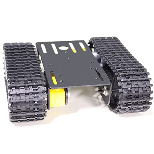 Professional Tank Car Chassis Kit with 2pcs Plastic Tracks & 2pcs TT Motor, TT02 Crawler Tank Chassis Platform for Arduino (Black) - color: Black