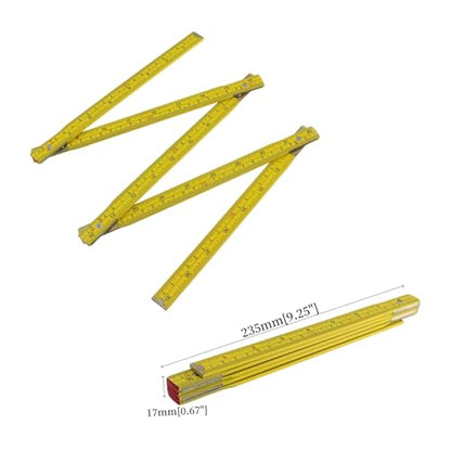 Quluxe Folding Wood Ruler, Foldable Ruler, Fold Up Design Rulers - size: 1.5m (Metric+Imperial,Yellow)