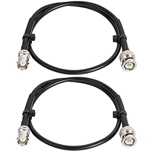 MOOKEERF BNC Male to BNC Female Coaxial Cable 50 ohm RG8X Coax Ultra Low Loss for Antenna, RF Radio, Modem, Oscilloscope, Spectrum, Analyzer, Signal Generator (2FT, 2PCS) - size: 2FT