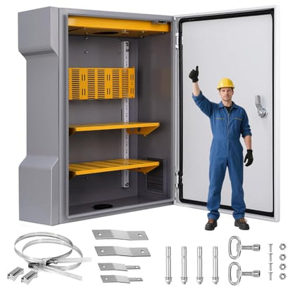 Electrical Junction Box Metal 23.6"x17.7"x7.9" Waterproof Steel Enclosure Weatherproof Project Box with Internal Mounting Panel Hinged Cover - size: 23.6"x17.7"x7.9"