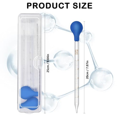 Artcome 5PC Glass Dropper Set - Pipettes Graduated Lab Dropper - 2x10ml Graduated Droppers, 2x Glass Stir Rods with Washing Brush -Ideal for Essential Oils, Lab Use, Liquid Transfer - size: 5 pcs