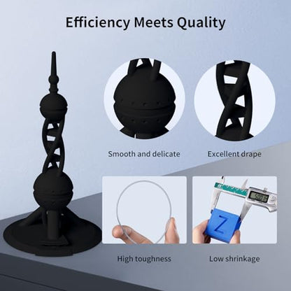 ANYCUBIC High Speed 3D Printer Filament 1.75mm, Print Up to 10X Faster, Rapid PLA Filament with High Prints Quality, Dimensional Accuracy +/- 0.02mm, 1KG Reusable Spool, Black - color: 1kg Pearl Black