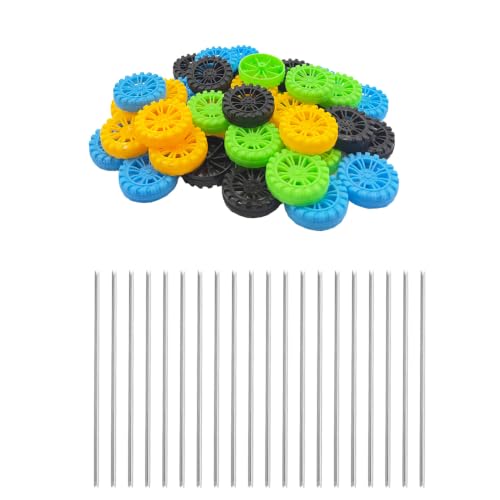 40PCS Toy Wheel 2mm Dia Shaft Plastic Wheel with 20PCS Metal Shaft Axles for RC Car Truck Robot Boat Helicopter DIY Model Toy Building Parts (2x20mm) - style: 2x20mm