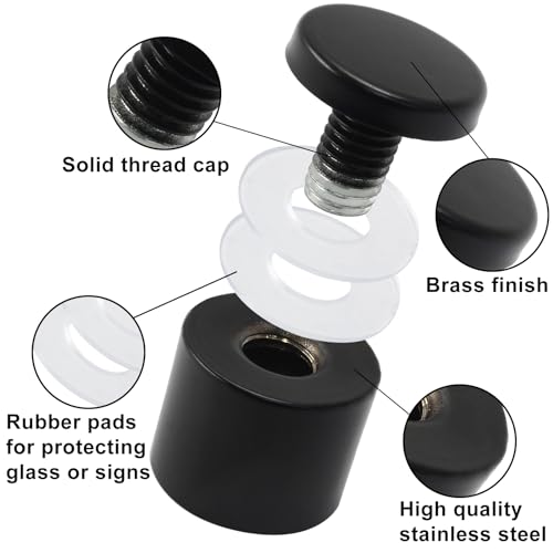 1" x 1" Sign Standoff Screws, Acrylic Black, 4 Pcs - color: Black, size: 1" x 1",4 Pcs