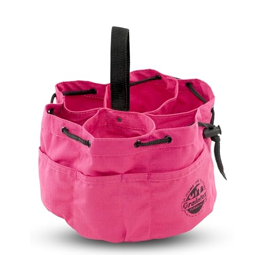 Graintex GB2885 18 Pockets Grab Bag Pink Color Rip-Stop Canvas Drawstring Closure, Small Parts Organizer Bag, Parachute for Screws, Tools, - color: Pink