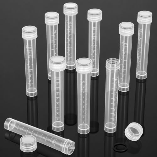 100PCS 10ml Plastic Small Vials with Screw Caps Vial Seal Cap Container Sample Tubes Cryotubes for School Educational