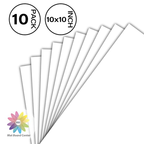 Mat Board Center 10x10 Backing Boards, 10 Pack White Backboards for Frames - size: 10x10